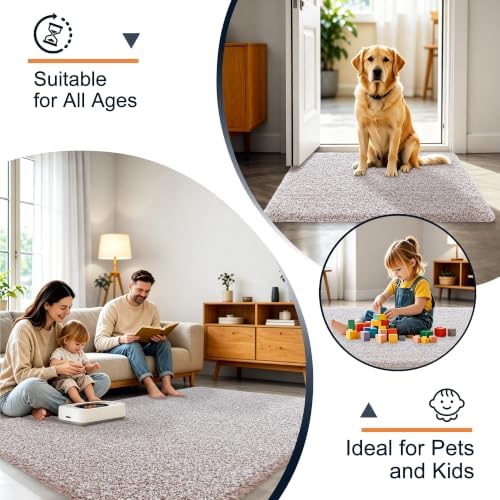 OLANLY Microfiber Bathroom Rugs 70x24, Quick Dry Bath Mat, Mocha and White