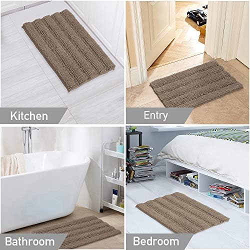 2 Piece Bathroom Rug Set with Toilet Mat, Soft Absorbent Chenille, Non-Slip