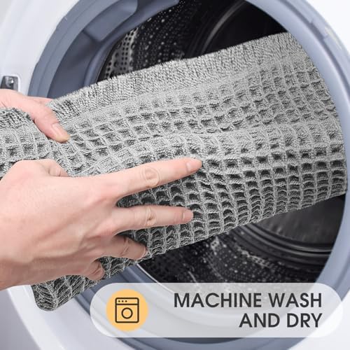 IM HOME Waffle Bath Mat Light Grey 4'x2', Boho Woven Modern Bath Mat Rugs, Absorbent Non Slip Bathroom Rugs, Soft Washable Bath Rugs with Tassels for Bathroom, Bedroom, Kitchen, Shower, Tub