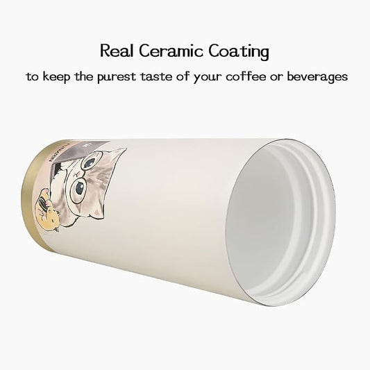 Funkrin Coffee Travel Mug with Flip Lid, 16oz Insulated Tumbler Cup with Ceramic Coating, Double Wall Vacuum Leak-Proof Tumbler for Office School Party Camping
