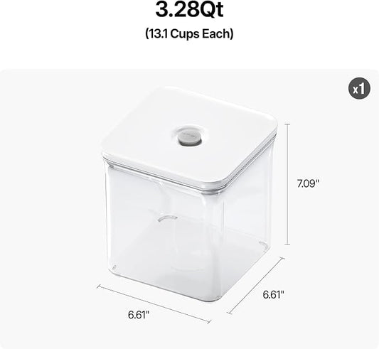 VAKUEN Premium Airtight Food Storage Containers, 3.28qt 1 Piece, Smart One-Click Seal Lid, No Hinges, Patented Double Silicone Lining, 100% Leak Proof, BPA-FREE, Dishwasher, Microwave Safe