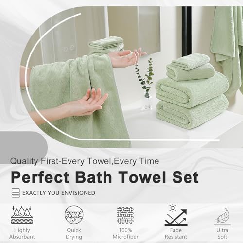 4 Piece Extra Large Bath Towel 35"x70" Oversized Bath Sheet Green Bath Towel Set for Bathroom Ultra Soft Cozy Highly Absorbent Quick Dry Bathroom Towel for Spa Gym Hotel,Shower Towel for Daily Use