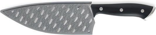 Zakarian by Dash 7" Chef Grade German Steel Rocking Chef Knife with Sheath for Chopping and Slicing - Black
