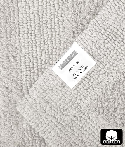 COTTON CRAFT Bath Rugs - 2 Pack Large 20x30 Soft Plush Bath Mats - Platinum