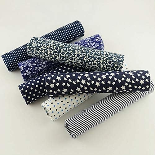 Cotton Fabric for Sewing 7 Pieces (20"X20"), Fabric Bundles, Precut Fabric for Patchwork, Pretty Floral Pattern, Material for Quilting, Sewing Cloths, DIY Artcraft for Sewing -Navy