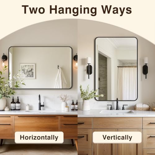 Vanity Bathroom Mirror, 36”x24” Black Bathroom Mirror for Over Sink