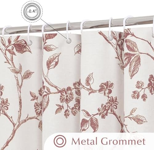 MitoVilla Long Cotton Floral Shower Curtain for Bathroom,72 x 78