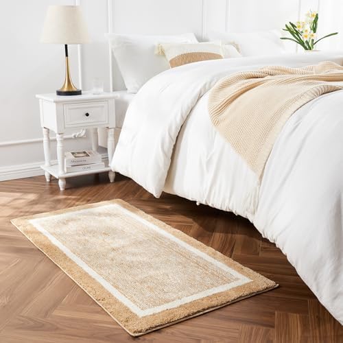 CozeCube Beige Bath Mat 32"x20" Non Slip Washable Rug