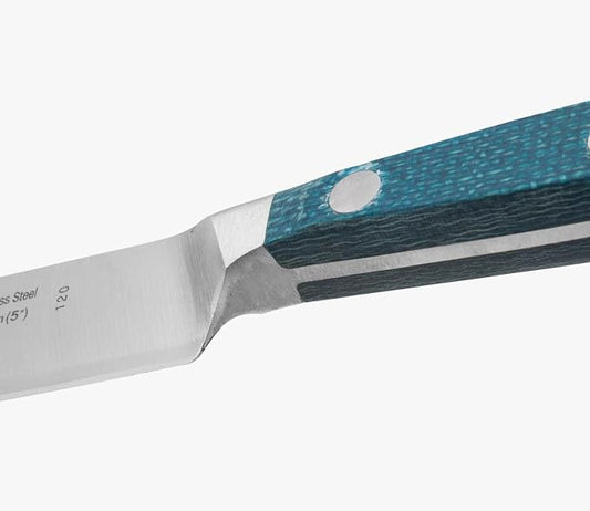 Arcos Forged Vegetable Knife Stainless Steel 5 Inch. Ergonomic Polyoxymethylene POM Handle & Special Silk Silver Blade 130 mm. Series Manhattan. Black Color.