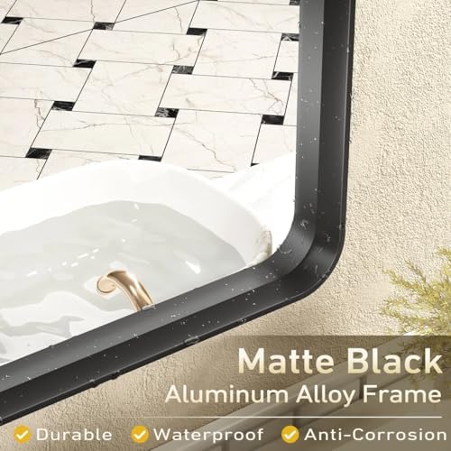 20x24 Inch Black Metal Framed Bathroom Mirror for Wall