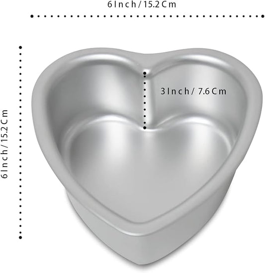 Heart-shaped cake pan, heart-shaped cake tin, aluminum, 6-inch heart-shaped-pan, for weddings, parties, family and other occasions cake (6 x 3 Inch,Set of 2)