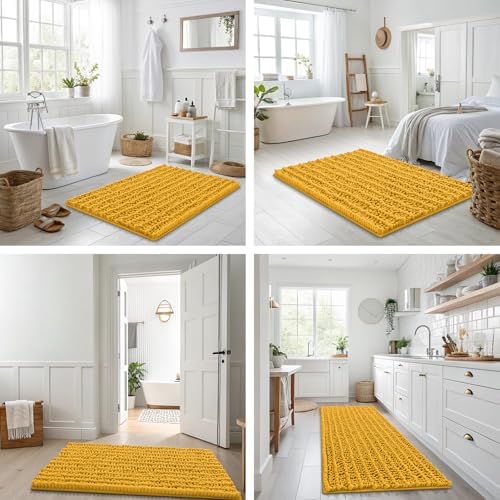 Smiry Bathroom Rugs 44X24, Extra Soft Rubber Backing Chenille Bath Mats