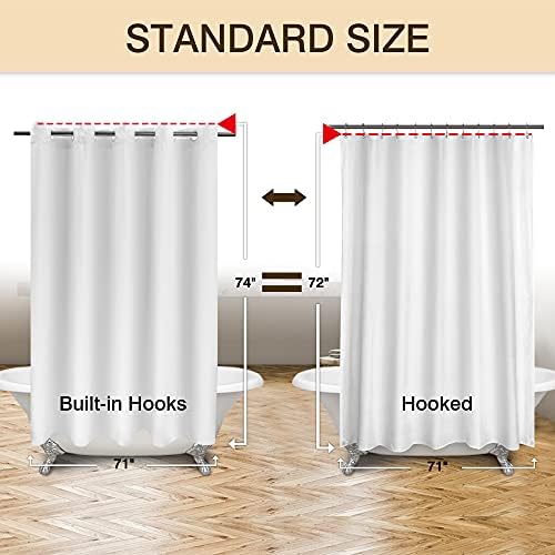 River Dream No Hook Fabric Shower Curtain TPU Lining, White, 71x74