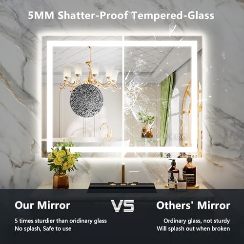 40x30 LED Bathroom Mirror with Lights, Lighted Vanity Mirror