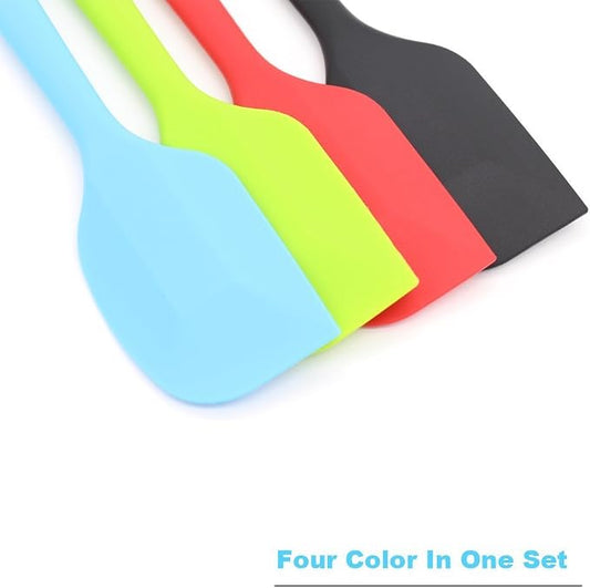4‑Piece Silicone Spatulas Set Heat Resistant 600°F Seamless Steel‑Core Rubber Spatulas for Nonstick Cookware ALLWIN HOUSEWARE Uniform Length Kitchen Spatulas for Cooking & Baking, Small, Multicolored