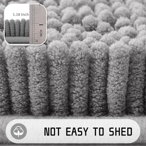 Yimobra Large Bathroom Rugs 36"x24", Non Slip Bath Mat for Tub, Shaggy Rug Floor Carpet, Extra Soft Super Absorbent Quick Dry, Machine Washable,Gray