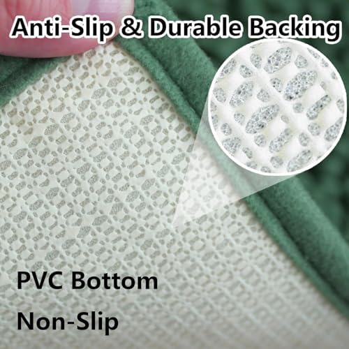 BOANKODU Bathroom RugsSets 2 Piece,59X24+16X24Inch,Absorbent Non-Slip Very Soft Chenille Mat,Machine Washable(Dark Green)