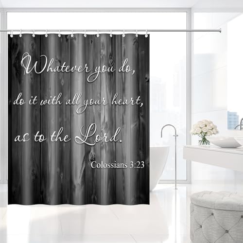 Whatever You Do Colossians 3:23 Shower Curtain with Hooks 72 x 72 Inches