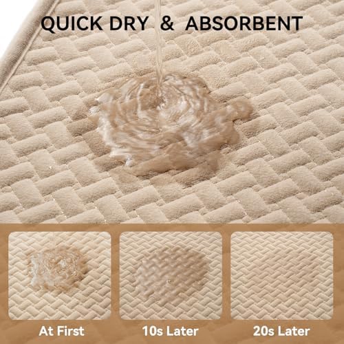 YDKGL Bathroom Runner Non Slip, Extra Soft Absorbent Quick Dry Bath Mats, Foam Weave Texture Thin Bath Rugs Washable with Rubber Backing, 20" x 59“