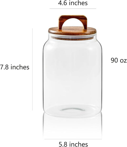 Sweejar Glass Jars for Laundry Room Organization, 90 ounce Laundry Pods Container, Glass Food Storage Jars with Airtight Lid, 2 Pack, Hand Lid