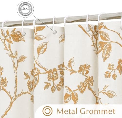 MitoVilla Yellow Cotton Floral Shower Curtain for Bathroom, 72 x 72