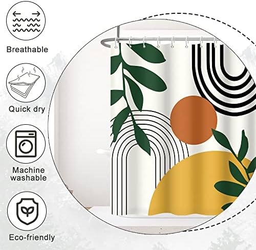 Boho Sun Shower Curtain with Hooks for Bathroom 72x96 Inch