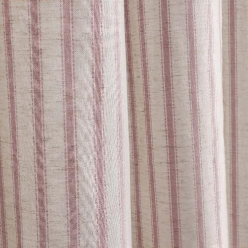 Farmhouse Striped Shower Curtain Rustic Rust Vintage Linen Curtain 72 X 72