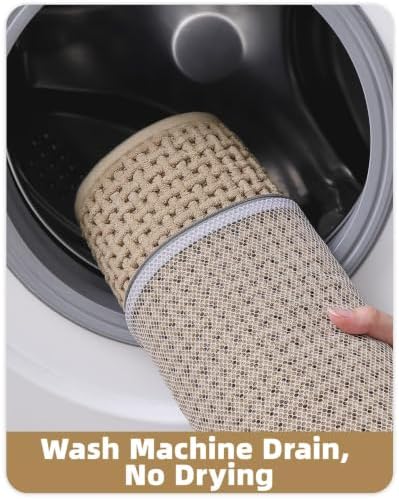 Color&Geometry 24"x70" Chenille Pile Bathroom Rugs Upgraded Denser,Khaki