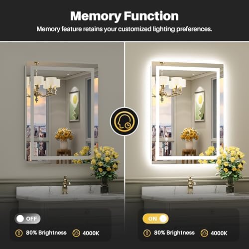 Briivue 36x32 Inch LED Bathroom Mirror with Lights, Backlit & Front Lit