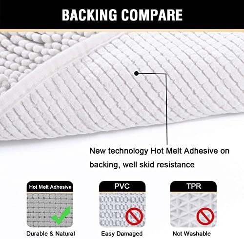 H.VERSAILTEX Original Luxury Chenille Bathroom Rug Mat (32" x 20"/20" x 20"), Extra Soft & Absorbent Shaggy Rugs, Machine Wash/Dry, Perfect Plush Carpet Mats for Tub (Curved Set, Pure White)