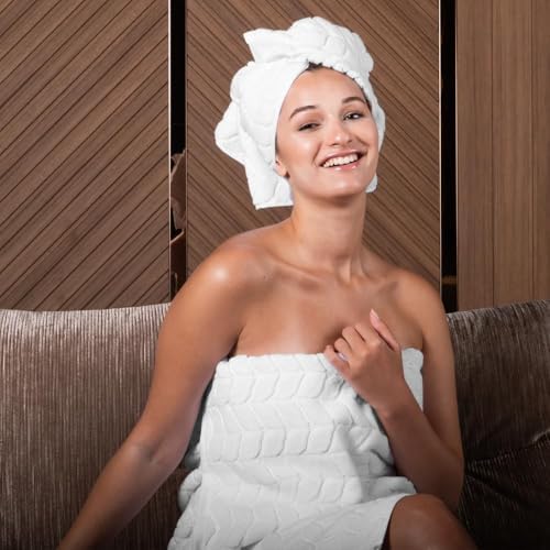 BAGNO MILANO Turkish Cotton Bath Towels, Hand Towels - Soft Plush Jacquard Collection - Highly Absorbent Towel Set (Cream, Bath Sheet 35x70)