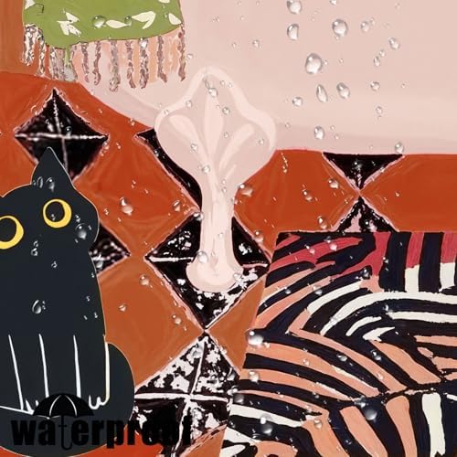 Funny Cat Shower Curtain Boho Cute Fun Black Cats Matisse Shower Curtains for Bathroom Kitten Green Tropical Plant Leaves Beige Brown Red Waterproof Fabric Bath Curtain Decor 72 X 78 Inches