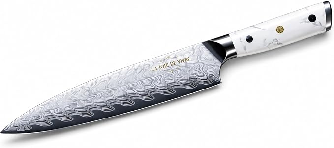 Damascus Chef Knife 8 Inch, 67-Layer VG-10 Japanese Steel Kitchen Knife, Razor Sharp Professional Chef Knife with White Turquoise Resin Handle & Premium Gift Box