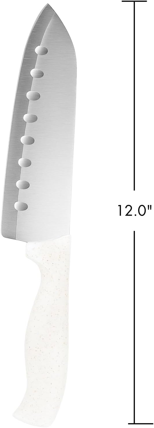 Beille 1pc Stainless Steel and Wheat Fiber Handle Santoku Knife Kitchen Essentials, 12 Inch