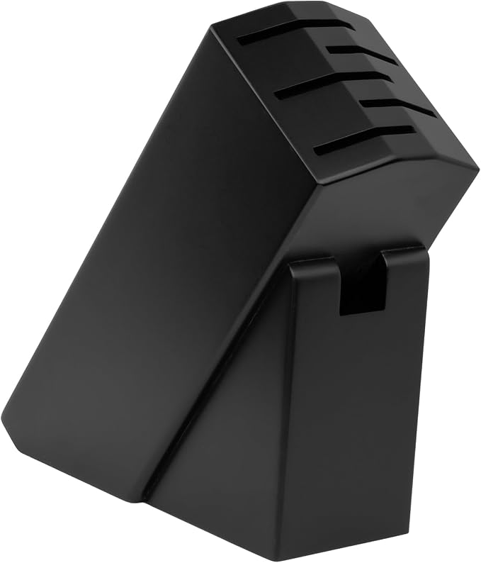Kershaw 6-Piece Kitchen Block Set, with 5 Knives and Wooden Block, Stainless Steel, Satin Finish, Black Polypropylene Handle, Includes Chef’s, Bread, Santoku, Utility and Paring Knife