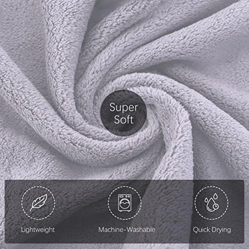 TENSTARS Silk Hemming Hand Towels for Bathroom - Quick Drying - Ultra Soft Microfiber Absorbent Towel for Bath Fitness, Gym, Shower, Hotel, and Spa - 16x28 Inch | Set of 6, Light Grey