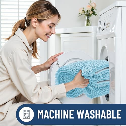 Smiry Bathroom Rugs 24X16, Luxury Chenille Extra Soft Absorbent Bath Mat