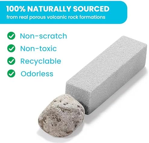 Simple Life Pumice Stone Toilet Bowl Cleaner | Long Handle & Eco-friendly Screw-on Pumice Stones | Scouring Stick for Toilet Cleaning, Stain Removal on Toilets, Grills, Tiles, Grout & Pools | 6 Pack