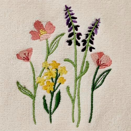 SKL Home Meadow Bouquet Hand Towel Set-2pc, Embroidered, Natural