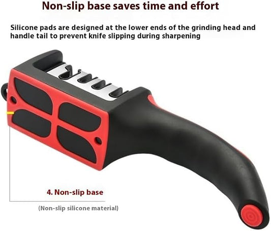 4-in-1 Kitchen Knife Accessories: 3-Stage Knife Sharpener Helps Repair, Restore, Polish Blades and Cut-Resistant Glove (Black), for Kitchen Chef Knives & Scissor