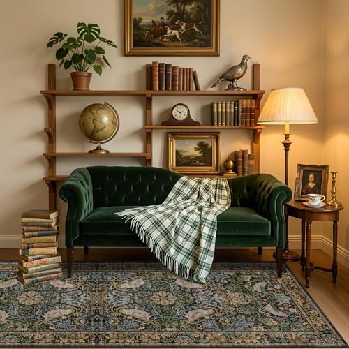 Vintage Runner Rugs for Hallways - 2'6"x8' Wide Kitchen Runners, Entryway Rug, with Flowers and Leaves, Washable Non Slip Low Pile