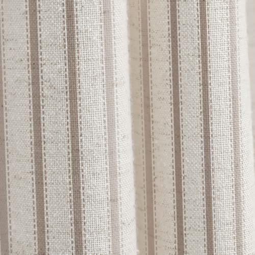 Farmhouse Striped Shower Curtain Taupe Vintage Linen Curtain 72"W X 90"L