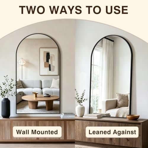 Arched Bathroom Vanity Mirror for Over Sink, 55”x30”, Black