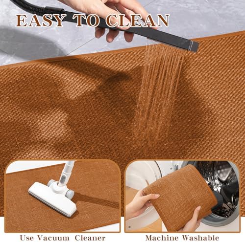chakme Bathroom Rugs Mat 36x24, Ultra Thin Non Slip Bath Mat Large Quick Dry Absorbent Bath Mat for Bathroom, (Orange, 36"x24")