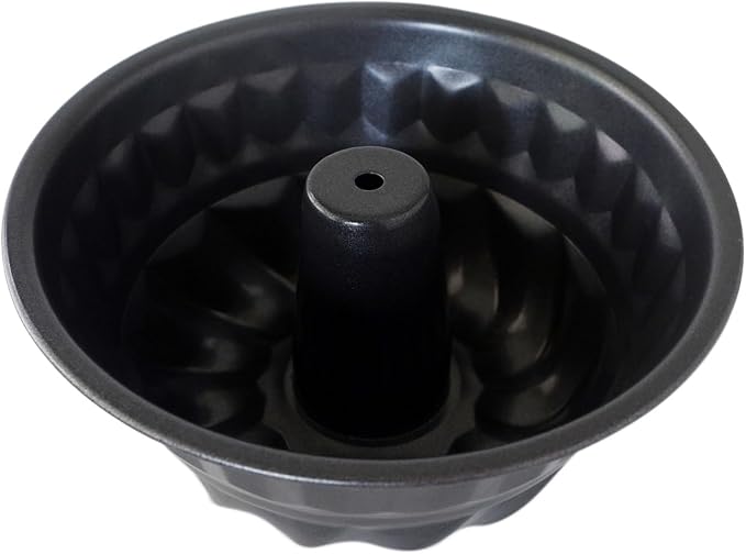 6Inch Tube Cake Pan, Nonstick Fluted Tube Pans, Small Round Carbon Steel Baking Mold, Round Bakeware for Pumpkin Cake, Pudding, Brownies, Bread - 2Pcs, Black