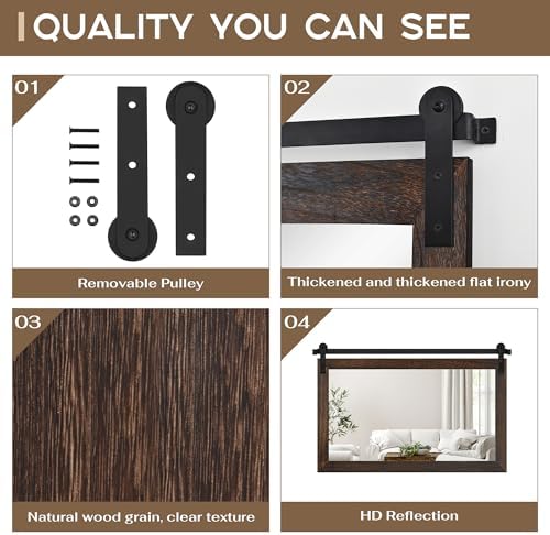 COGOOD Farmhouse Bathroom Mirrors for Over Sink - 30 x 49 Black Brown