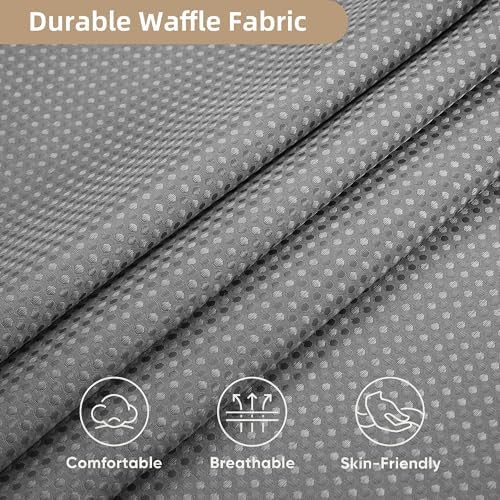 3 in 1 Shower Curtain Set, Waffle Shower Curtain and Liner Set with 12 Double Sided Shower Curtain Hooks, 72 x 84 Fabric Shower Curtains for Bathroom, Grey