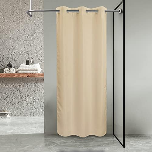 River Dream No Hook Stall Shower Curtain or Liner Microfiber Beige, 36x74