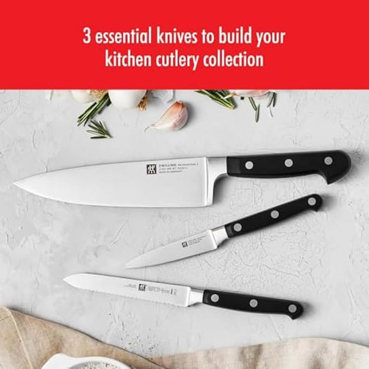 ZWILLING Professional S 3-Piece Razor-Sharp German Starter Knife Set, Made in Company-Owned German Factory with Special Formula Steel perfected for almost 300 Years, Dishwasher Safe