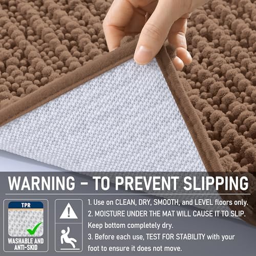 OLANLY Small Bathroom Rugs 24x16, Thick Soft Absorbent Chenille Bath Rugs